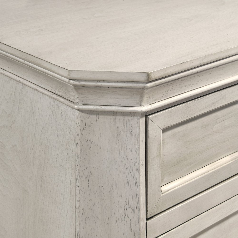 Maderne Wood 5-Drawer Chest, Antique White Finish
