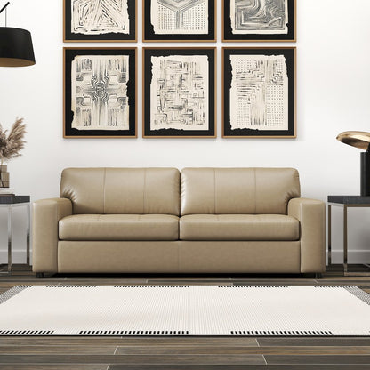 Sakan Leather 3-Pc Living Room Set, Sofa Loveseat and Chair, Beige