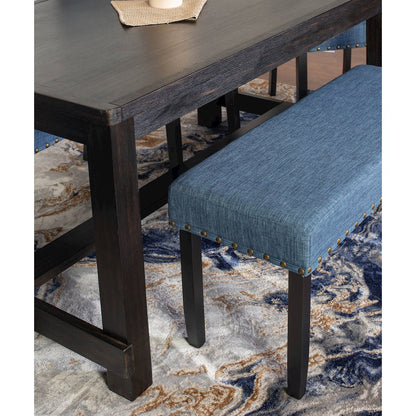 6-Piece Dining Set, Dining Table with 4 Stylish Chairs and a Bench, Blue