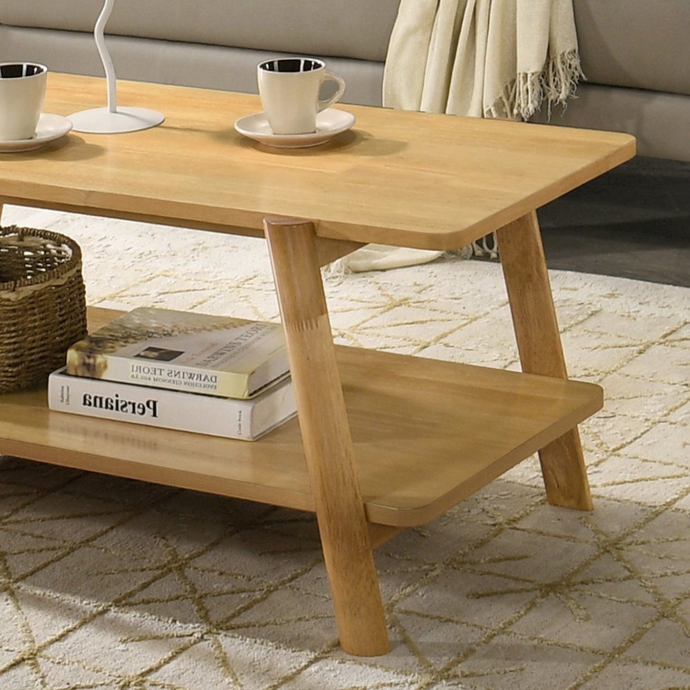 3-Piece Coffee Table Set, Coffee Table and Two End Tables, Natural Oak Finish
