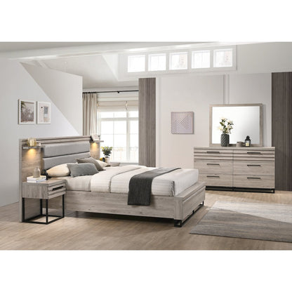 Wallbed Bed, Dresser, Mirror, Chest, and 2 Nightstands, Weathered Gray, Queen