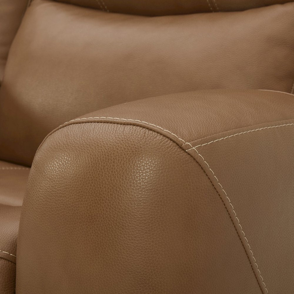 Cozura Leather Power Recliner, Silverado Butternut