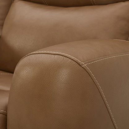 Cozura Leather Power Recliner, Silverado Butternut