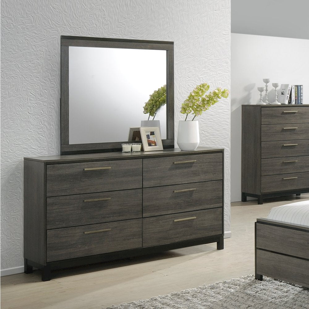Antique Grey Finish Wood Bed Room Set, Queen Bed, Dresser, Mirror, Night Stand