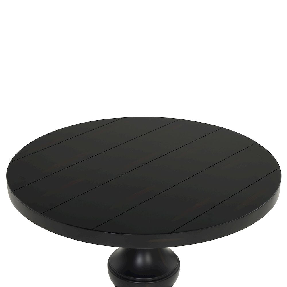 Caesar Traditional Round Pedestal End Table, Black