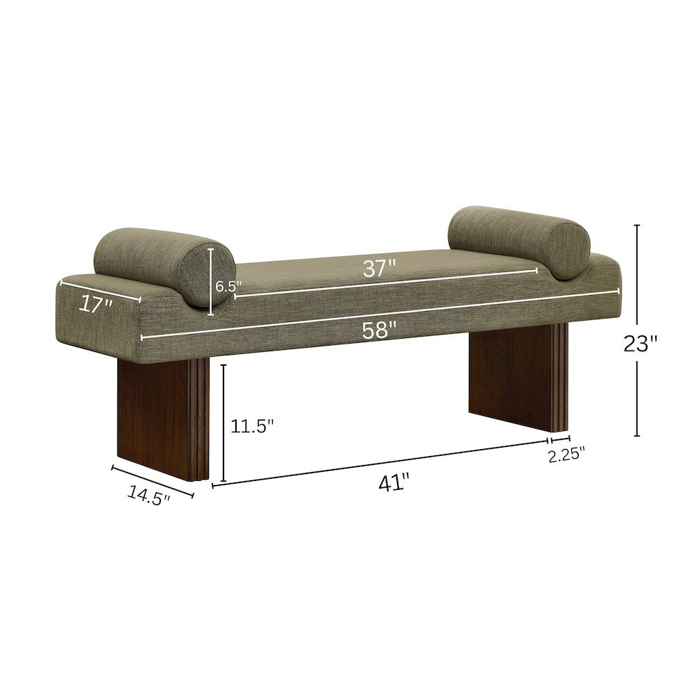 Brooke Contemporary Upholstered Bench, Green