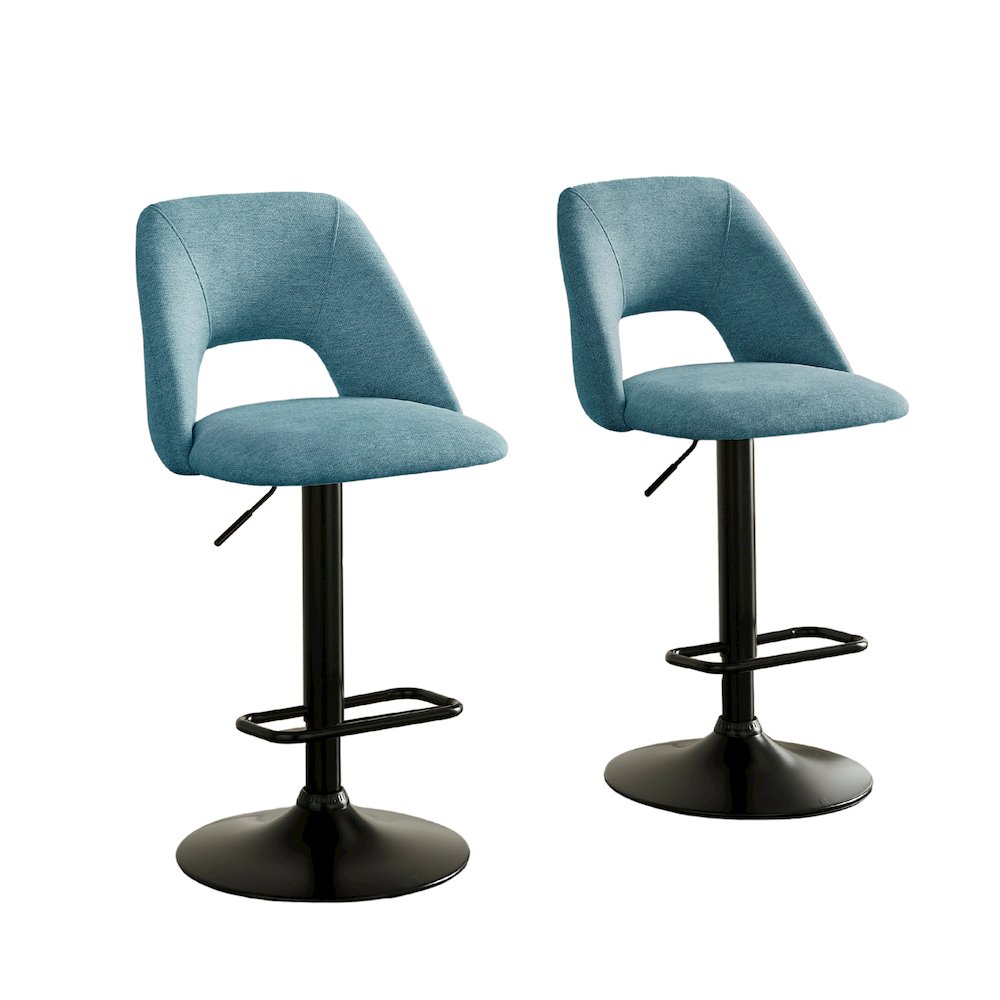 Nuvia Contemporary Adjustable Barstool with Upholstered Swivel Seats, Set of 2