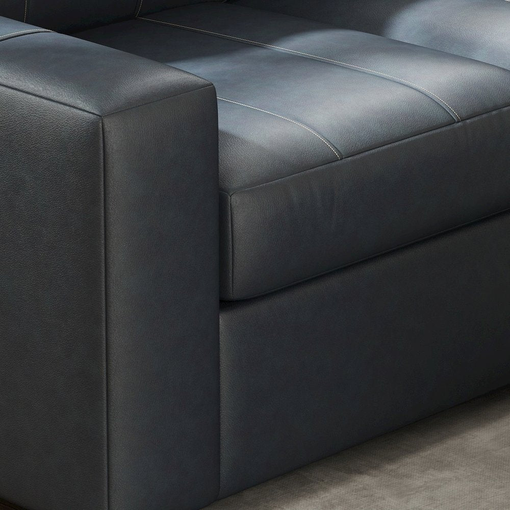 Sakan Leather Upholstered 2-Piece Living Room Set, Sofa and Loveseat, Blue