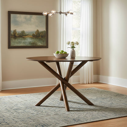 Arnott Round Dining Table, Walnut Finish