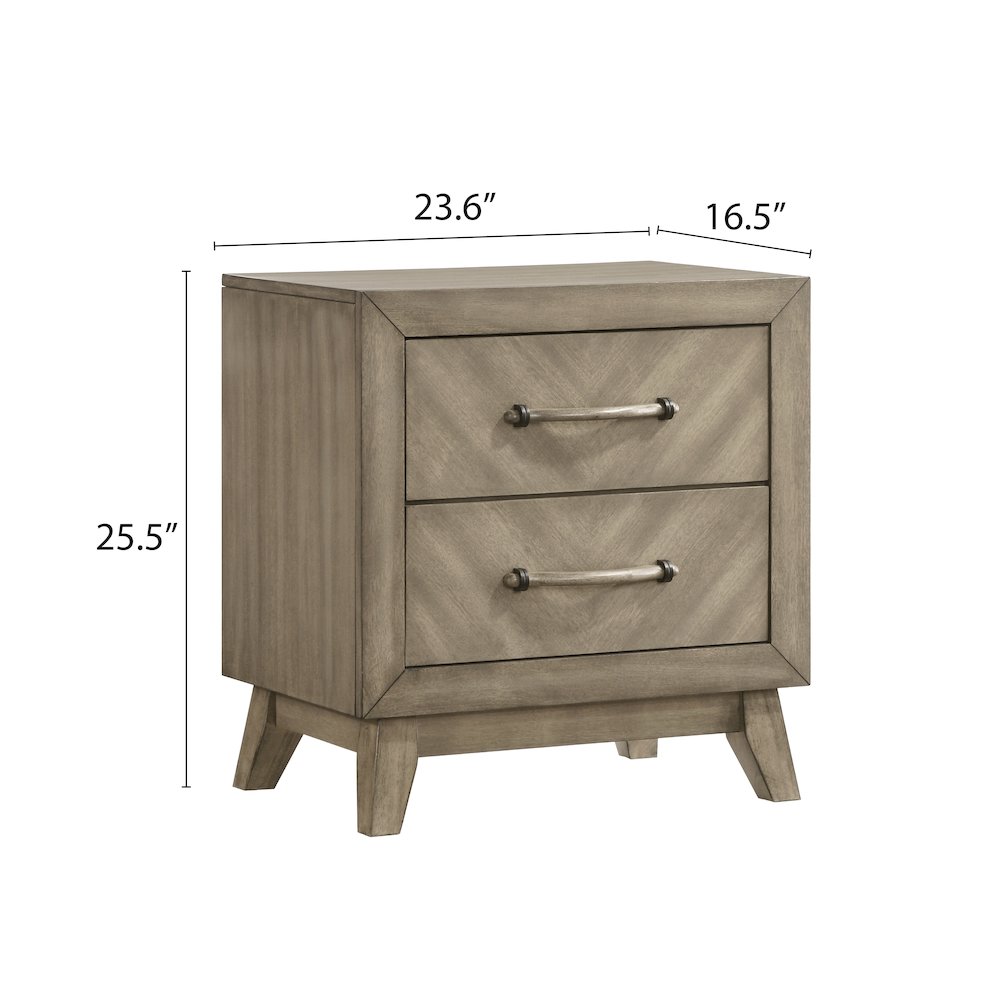 Arena Contemporary 2-Drawer Nightstand in Weathered Sand