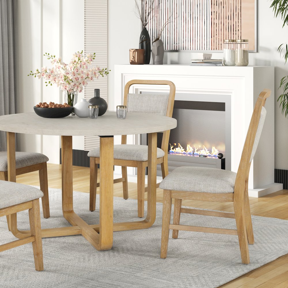 Arden 5-Piece Dining Set, 47" Round Table with 4 Solid Wood Chairs
