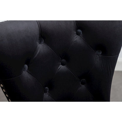 Montura Contemporary Tufted Velvet Chair with Nailhead Trim, Set of 2, Black
