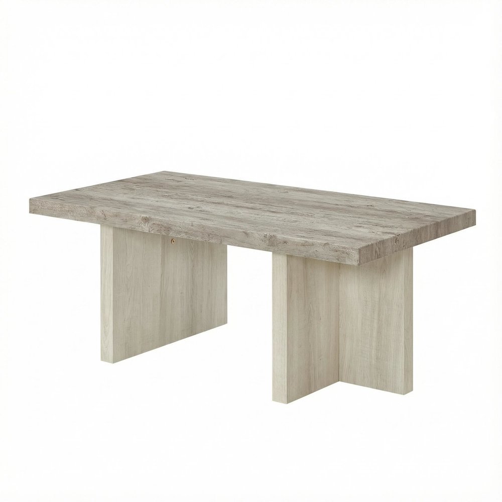 Contemporary Multi-Color Coffee Table with Sturdy Top and Weathered Finish