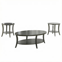Gray Oval Coffee Table Set with 3 Pieces and Contemporary Design for Living Room