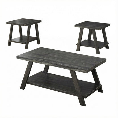 Charcoal Replicated Wood Coffee Table with Shelving and Modern Design