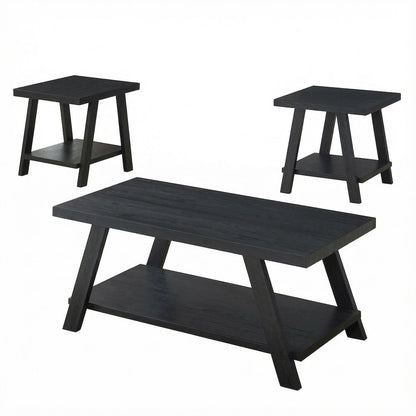 Black Contemporary Wood Replica Shelf Coffee Table with Sturdy Design
