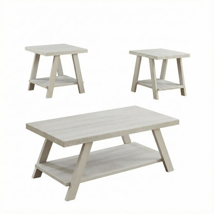 White Wood Shelf Coffee Table with Storage and Modern Design