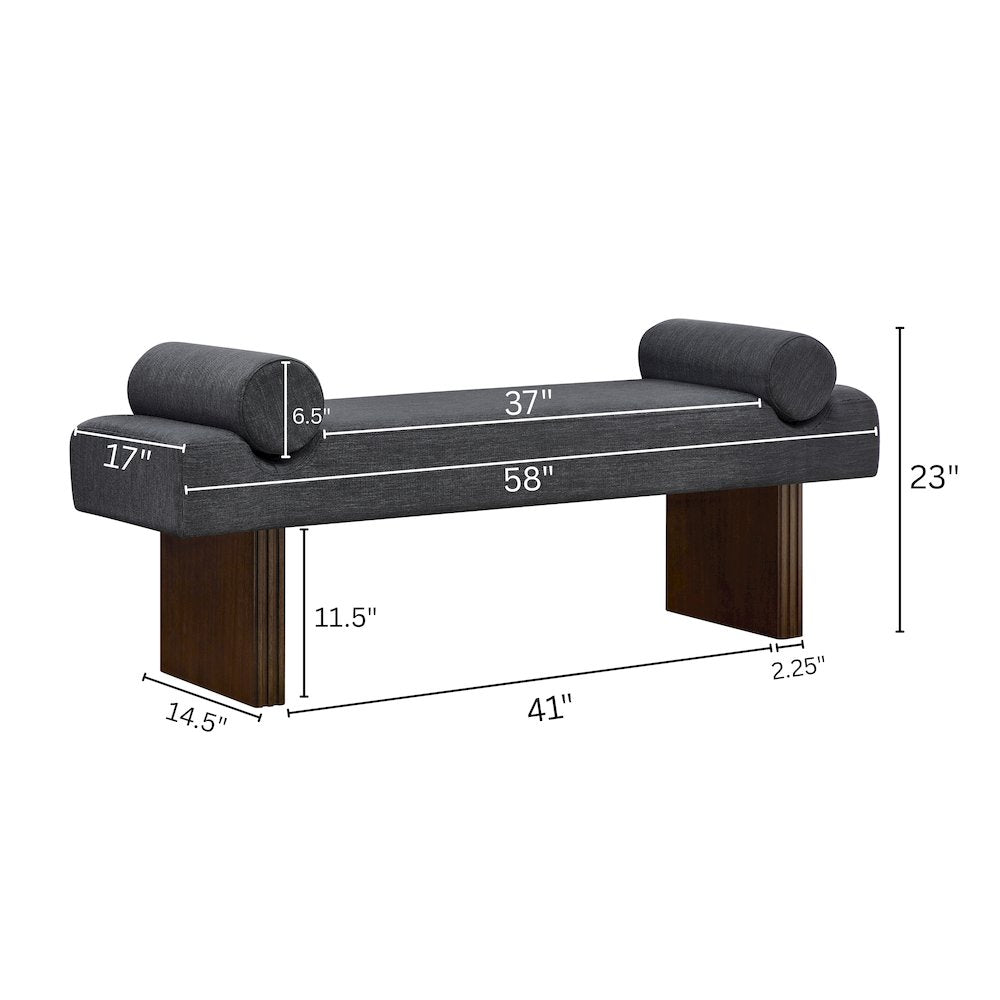 Brooke Contemporary Upholstered Bench, Black