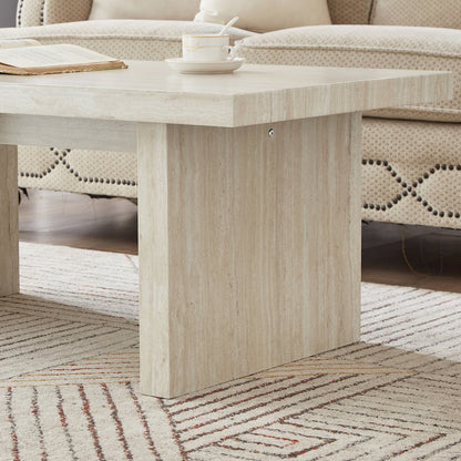 Cavira Modern Faux Marble Living Room Coffee Table, Beige