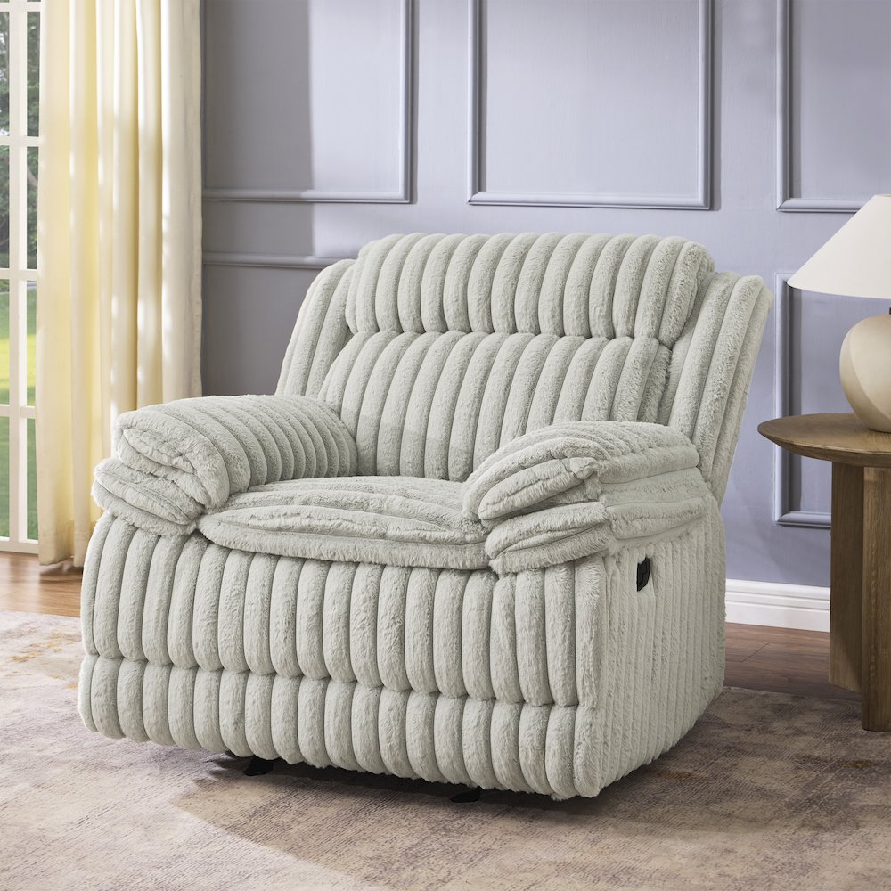 Ardello Manual Recliner with Wide-Wale Corduroy Upholstery, Gray