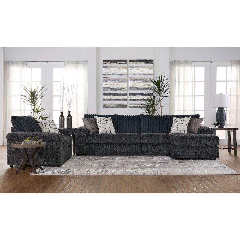Nason Wide Wale Corduroy Sofa Chaise with Armchair, Charcoal
