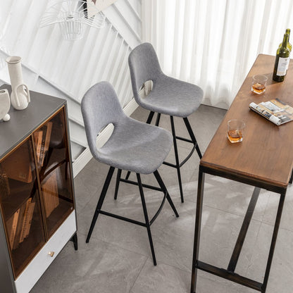 Porth Fabric Kitchen 28.25" Barstools, Set of 2, Gray