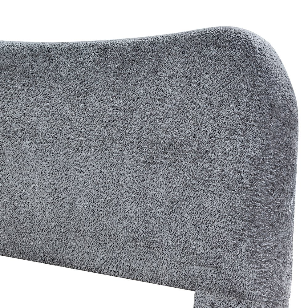 Lunara Gray Upholstered Platform Bed with Bun Feet, King
