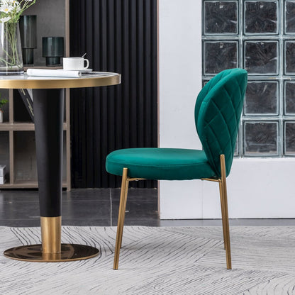 Amoa Contemporary Velvet Upholstery Dining Chair, Green, Set of 2