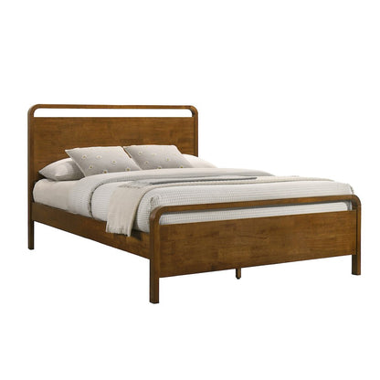Eldren Wood Platform Bed in Walnut Finish, Queen