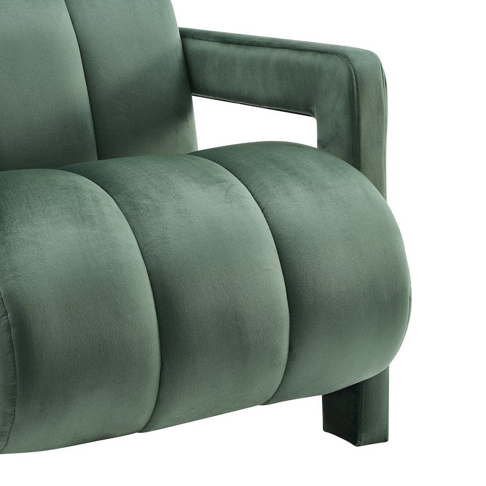 Velmor Contemporary Velvet Accent Armchair, Green