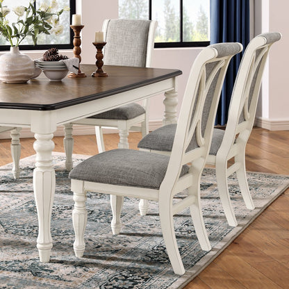 Belleza French Country 5-PC Dining Set in Antique White and Weathered Oak Finish