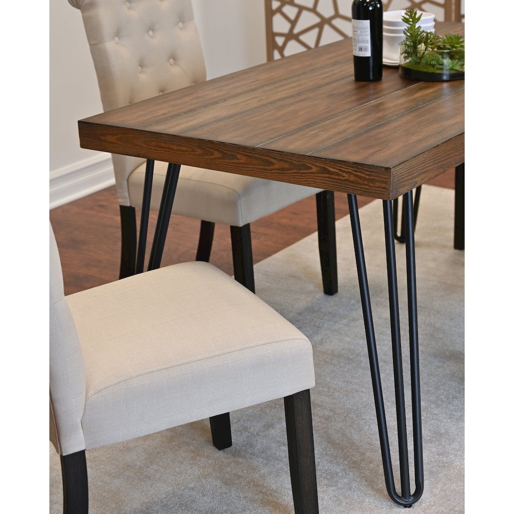 Ashford 6-Pc Dining Set, Hairpin Dining Table with 4 Chairs and Bench, Tan