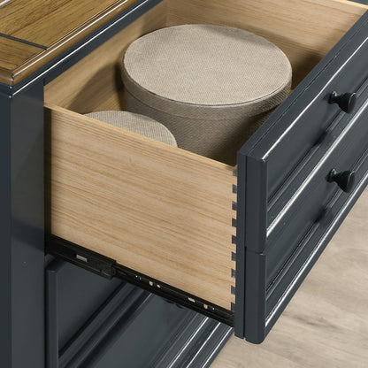 Clelane Wood 5-Drawer Chest, Slate Blue