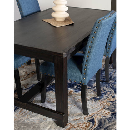 Muzzi Contemporary 7-Piece Dining Set, Dining Table with 6 Stylish Chairs, Blue