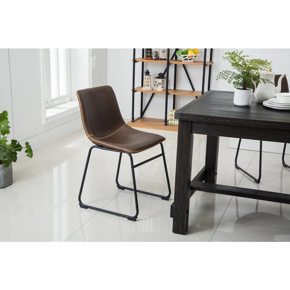 Lotusville Antique Wood Finished Dining Set: Table and Four Chairs, Brown