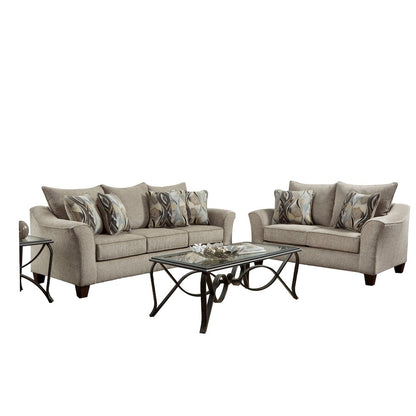 Camero Platinum Fabric Pillowback Sofa and Loveseat Set