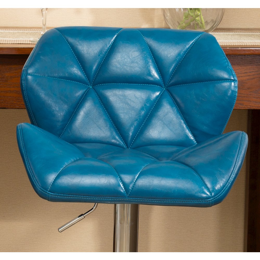 Glasgow Contemporary Tufted Adjustable Height Blue Bar Stools, Set of 2
