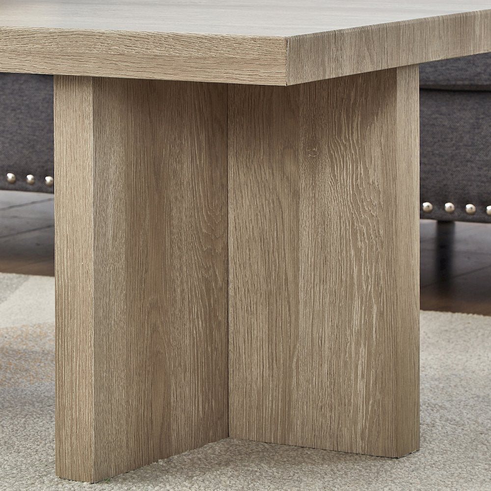 Mchome Square End Table, Nightstand, Oak Finish