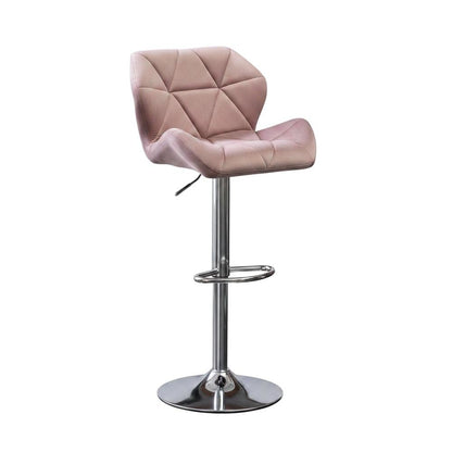 Mauve Velvet Diamond Tufted Swivel Barstool Set of 2 with Adjustable Height