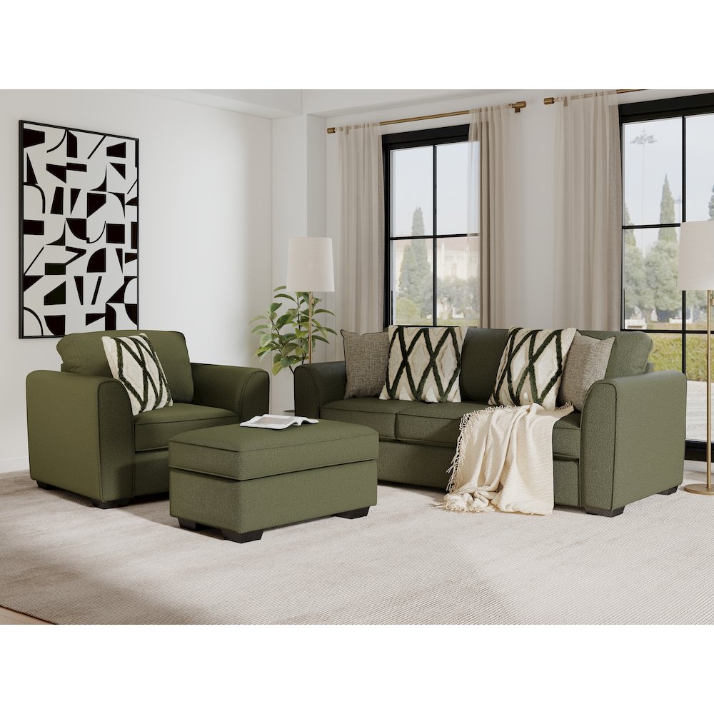 Marvella 3-PC Living Room Set, Sofa, Chair, and Ottoman with Chenille Upholstery