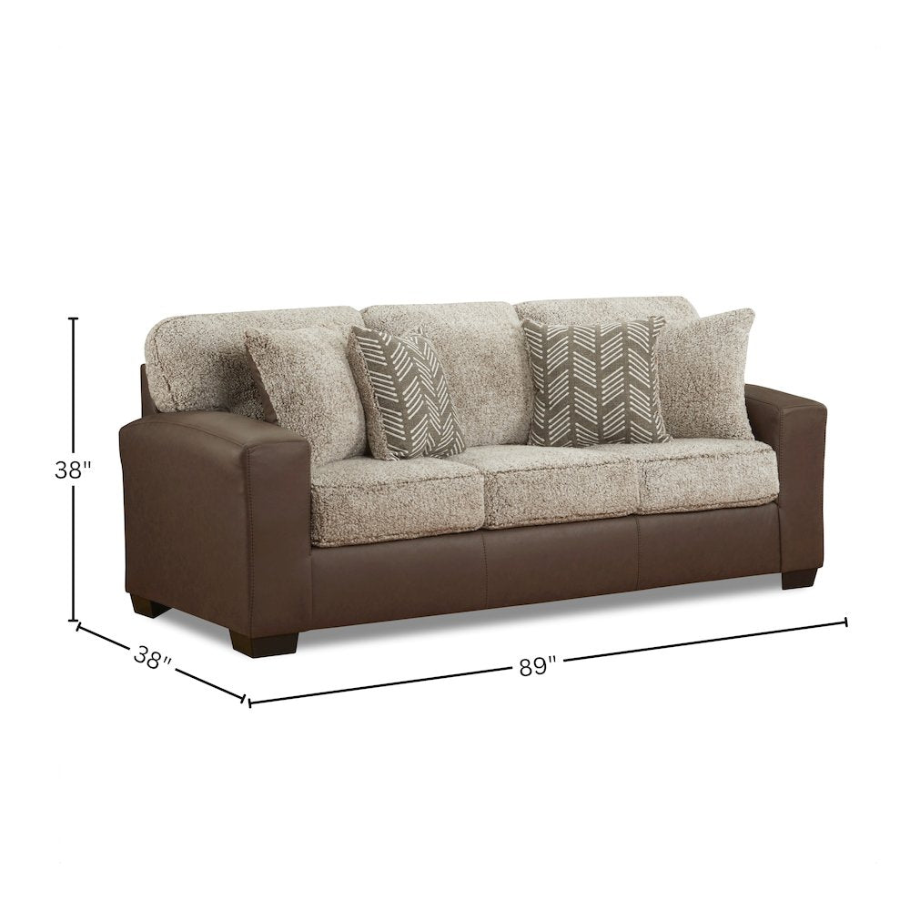 Marvella Living Room Sofa with Chocolate Faux Leather