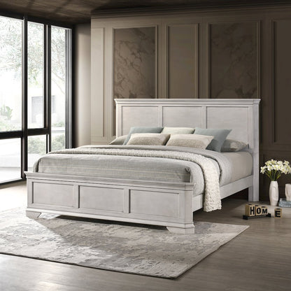 Maderne Wood Panel Bed with Dresser, Mirror, Two Nightstands, King