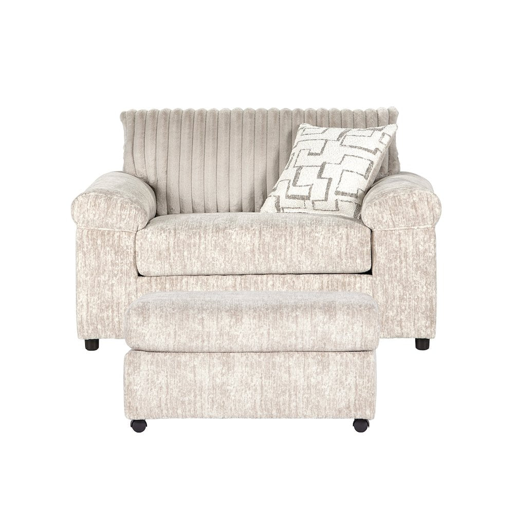 Nason Wide Wale Corduroy Cuddle Chair and Ottoman Set, Charcoal