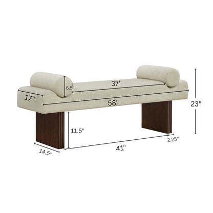 Brooke Contemporary Upholstered Bench, Beige