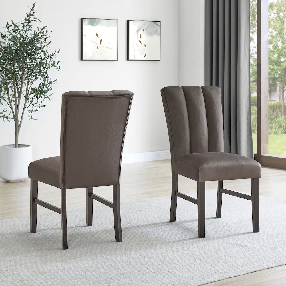 Strata Velvet Upholstered Dining Chairs, Set of 2, Chocolate
