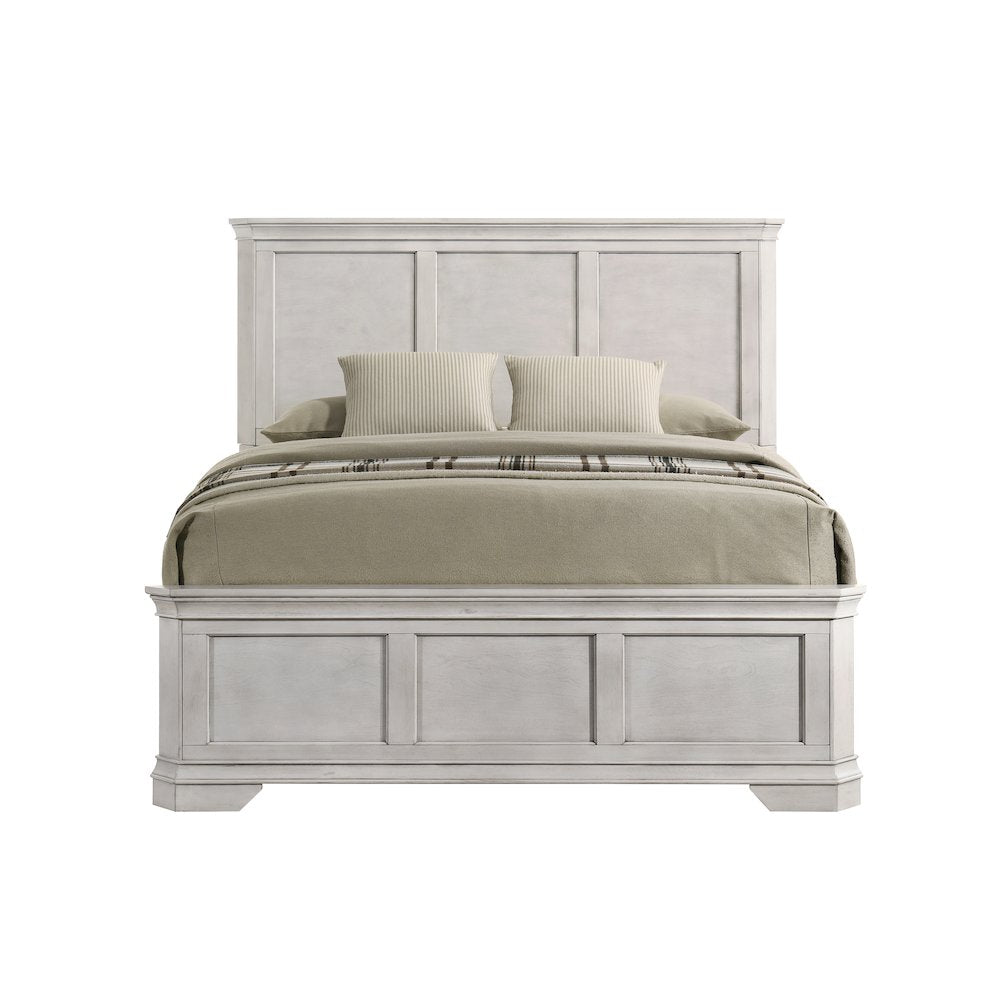 Maderne Wood Panel Bed with Dresser, Mirror, Two Nightstands, Queen