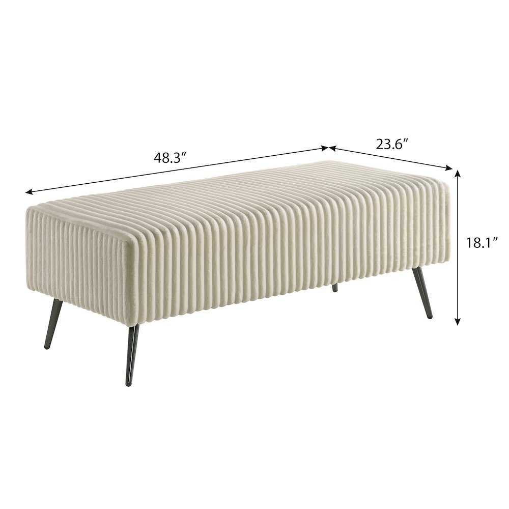 Mavela Wide Wale Corduroy Upholstery Bench, Cream