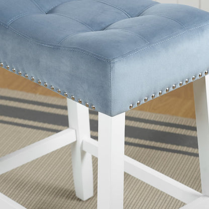 Morovo Velvet Counter Height Stools Saddle Seats, Set of 2, Blue