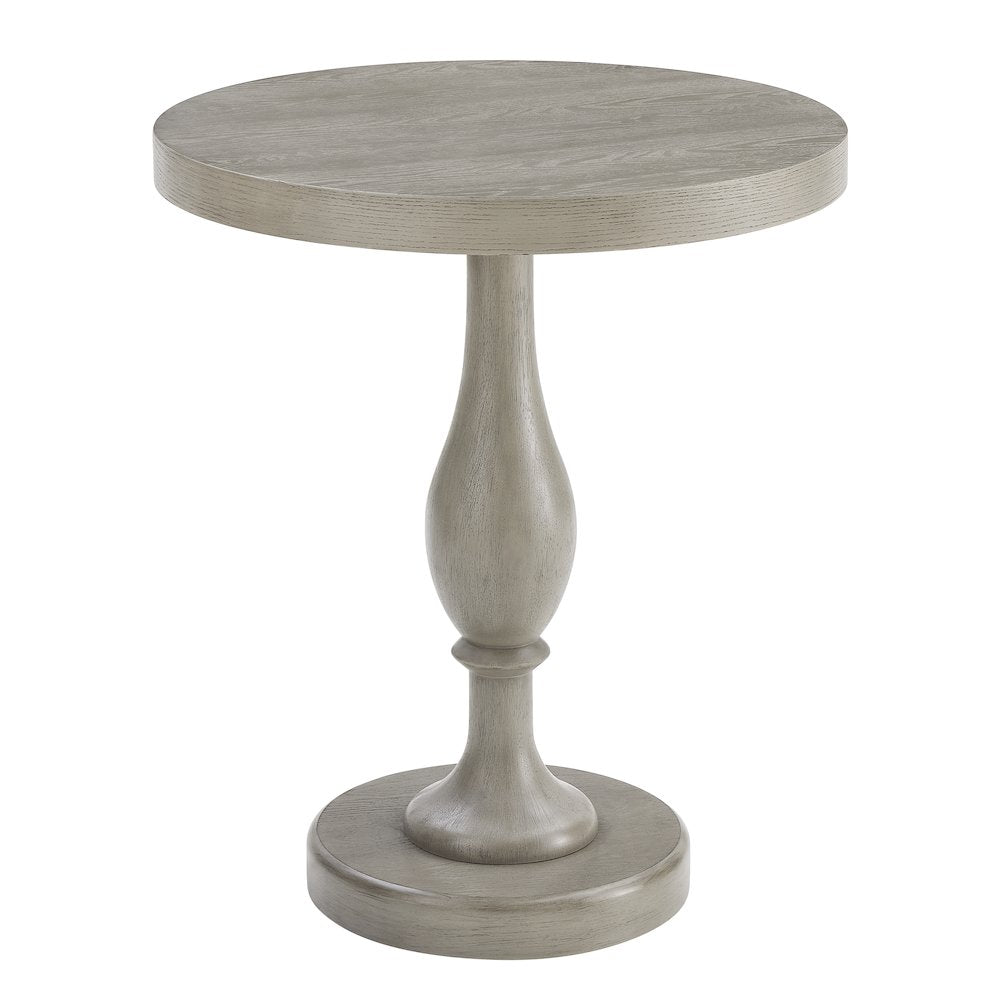 Solmere 22" Round Wood Pedestal End Table, Gray