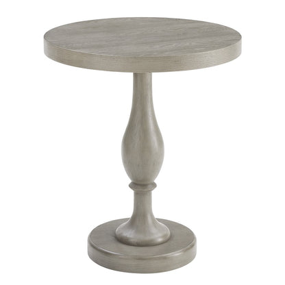 Solmere 22" Round Wood Pedestal End Table, Gray